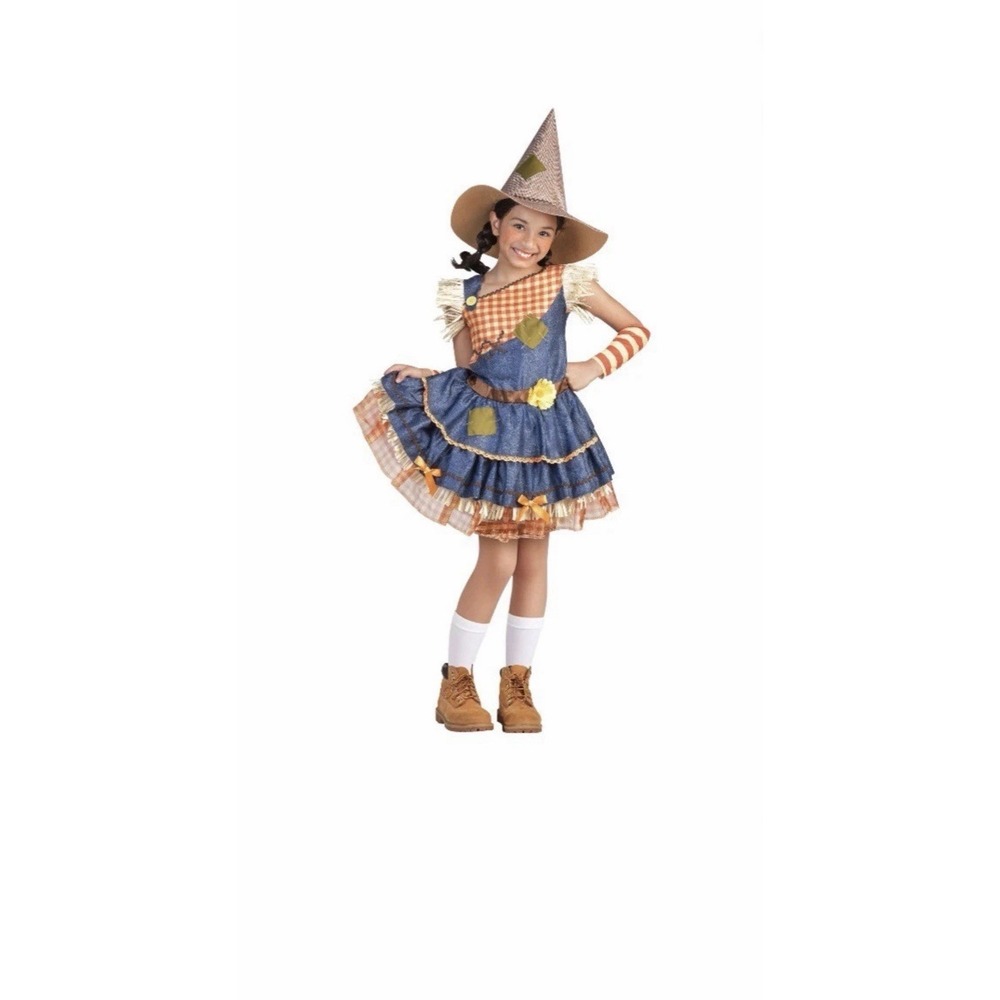 Celebrate Halloween Costume Girls Sz 6/6X Scarecrow Sweetie Dress Hat Gloves